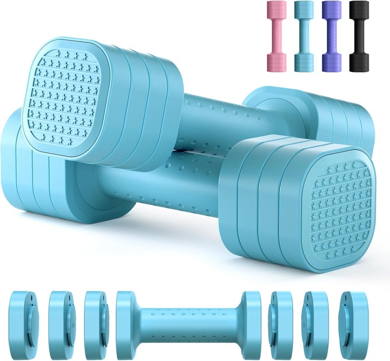Zempox Adjustable Dumbbell Set of 2, 4 in 1 Free Weights Dumbbells Set for Women, Hand Weights for Women at Home, Each 2lb 3lb 4lb 5lb with TPU Soft Rubber Handle for Home Gym Exercise Training - Image 1